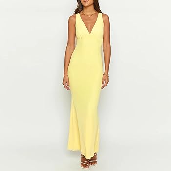 chinese dress ladies Amazon.com: Bowanadacles Women Summer Solid Color Maxi Dress High V-Neck  Fishtail Long Dress Slim Fit Pleated Backless Sleeveless Dress (Yellow, S),  Small : Clothing, Shoes & Jewelry