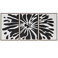SIGNWIN 3 Piece Framed Canvas Wall Art Black and White Fish Canvas Prints Home Artwork Decoration for Living Room,Bedroom - 16