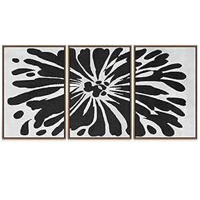 SIGNWIN 3 Piece Framed Canvas Wall Art Black...