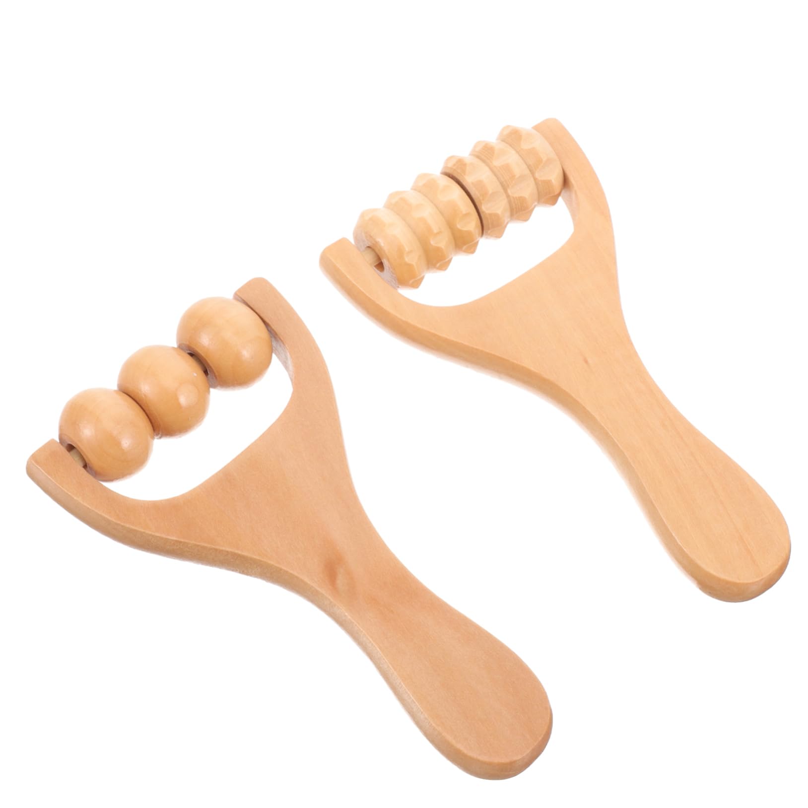 POPETPOP Masajeador de Pies y Hombros de Madera, Rodillo Manual Fácil de Sostener Superficie Suave para Uso Diario mientras Escuchas Música, 2 Piezas
