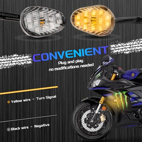 Image of LED Turn Signal Light Flush Mount Motorcycle Blinkers Compatible with Yamaha YZF R1 R3 R6 R6S TMAX MT-07 MT-09 Fazer FZ6 FZ1 FZ6R FZ07 FZ8 FZ09 12V Transparent