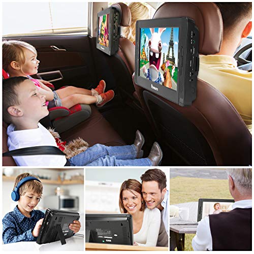 10.1" Dual Portable DVD Player for Car, Play a Same or Two Different Movies, 5-Hour Rechargeable Battery, Support USB/SD/MMC (2 X Portable DVD Player)