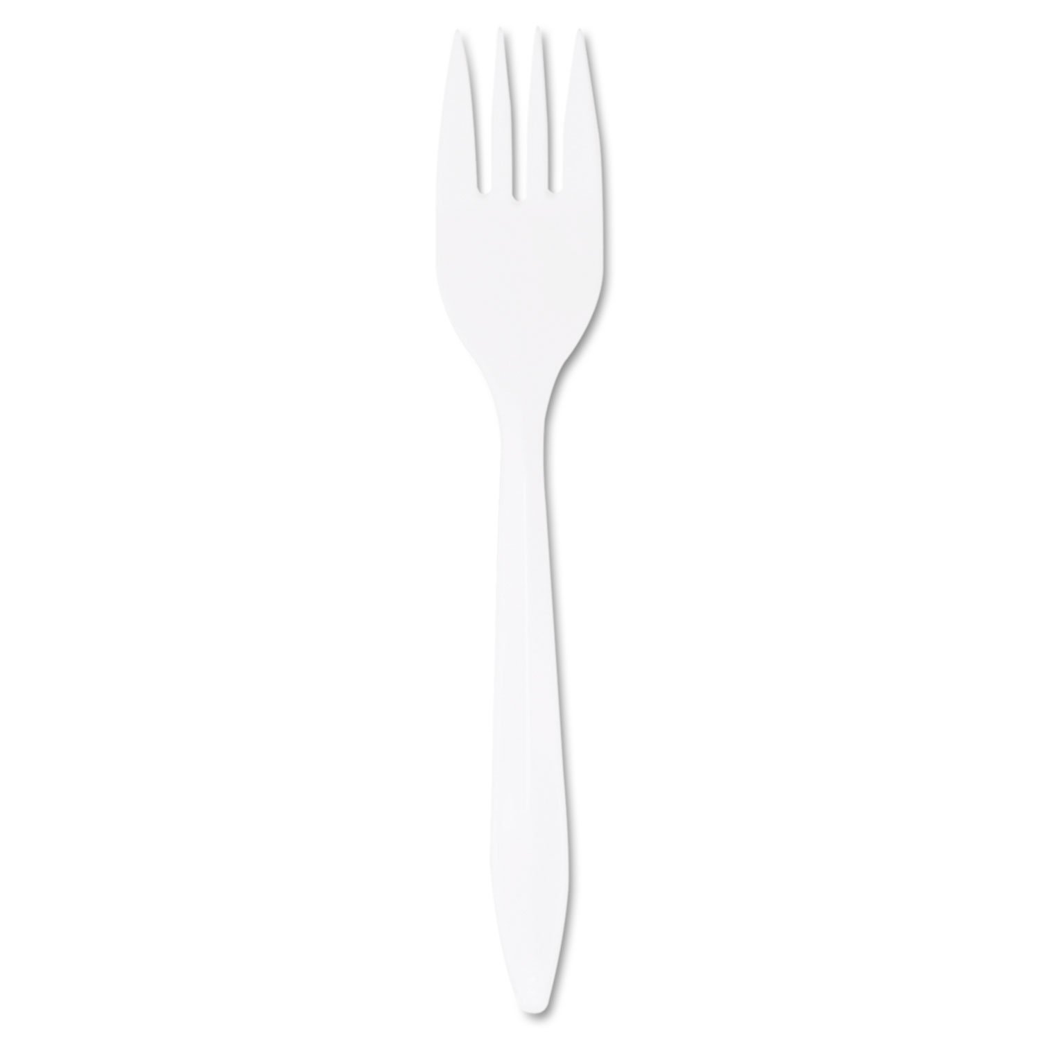 Dart Style Setter Medium Weight White Plastic Fork - 1000 / CS by HUBERT – Plastic, White, Pack of 1000, Model F6BW