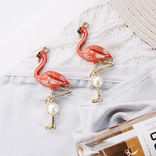 Yymsen 8Pcs Flamingo Charms，Pink Red Alloy Tropical Bird Flamingo Enamel Pendants，Mini Flamingo Animal Dangle Charms For Jewelry Making Bracelets Necklace Earrings Diy Crafts(Flamingo) #TOP5