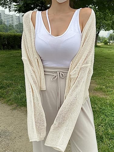 Image of Floerns Women's Drop Shoulder Tie Front Cardigan V Neck Long Sleeve Solid Sweater