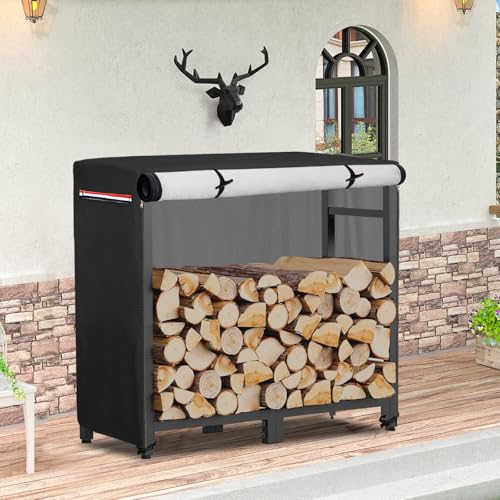 Alickwang 34Inch Firewood Rack Cover,Heavy Duty 600D Waterproof Outdoor Firewood Storage Rack Cover, All Weather Protection Firewood Rack Cover.14 D x 34" W x 31" H.Black(Cover Only) by Alickwang - Image 7