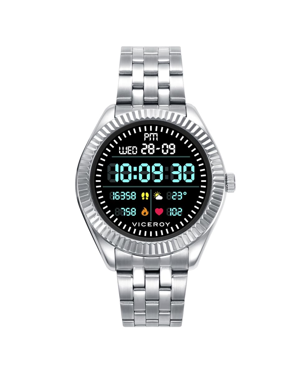 Viceroy 41139-80, Smartwatch Hombre SmartPro, Caja y Brazalete de Acero, Funciones Avanzadas, IP68, Compatible Android/iOS