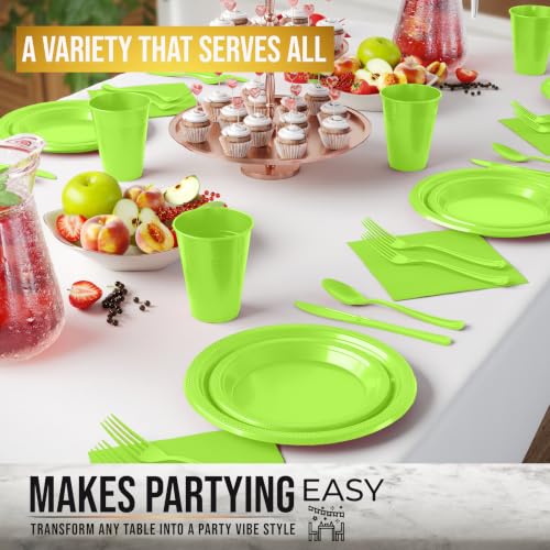 Image of Exquisite 350 Pcs Lime Green Plates and Napkins Party Supplies Plate Sets