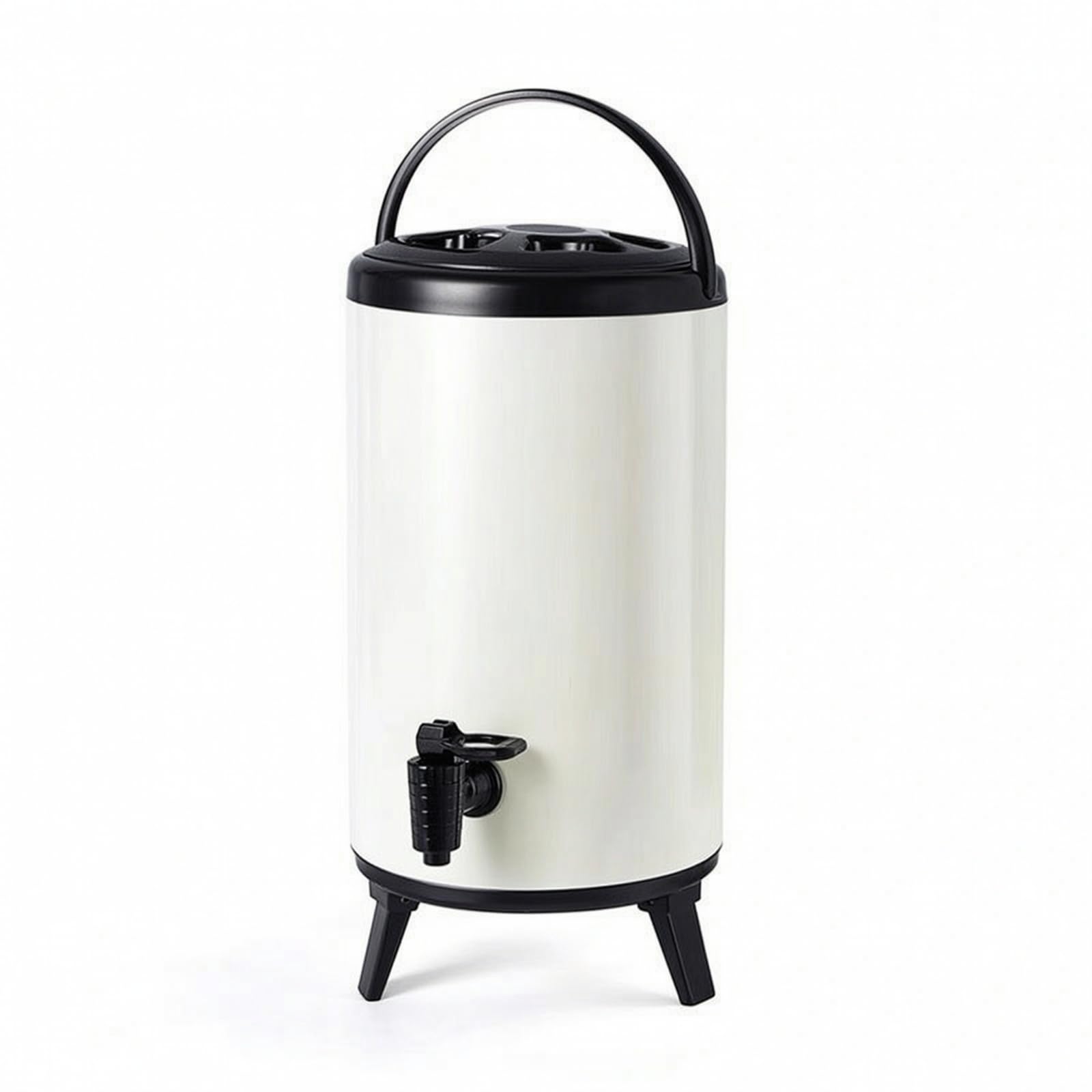 Termo Dispensador Bebidas con Grifo Aislado Termo Acero Inoxidable con Grifo Portátil Contenedor para Cafeterías, Array, Blanco Leche, 10L