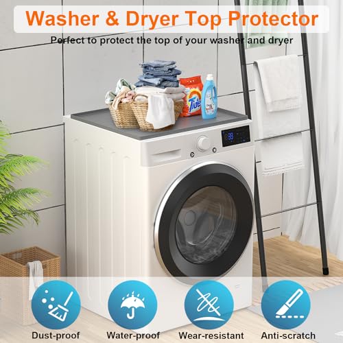 Washer and Dryer Covers for The Top 23.6\" x 19.7\" Silicone Washer and Dryer Top Protector Mat, Foldable and Reusable Top Protector Cover for Laundry Room (Gray) - Thumbnail 2