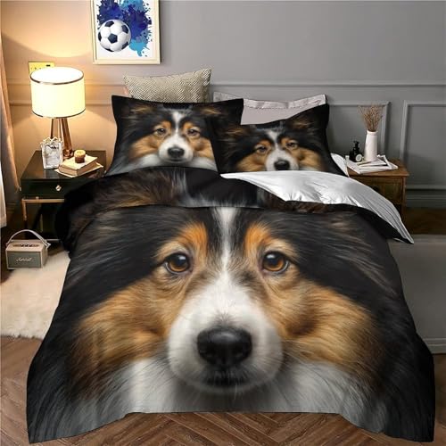 Housse de couette Berger des Shetland imprimé 3D portrait haute définition