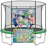 Trampolin Klett-Fußballspiel Zubehör mit 2 aufblasbaren Bällen, doppelseitiges Fußballtor-Ziel zum Anbringen, passend für 183/244/305/366/427 cm Trampoline, für Innen-, Außen-, Rasen