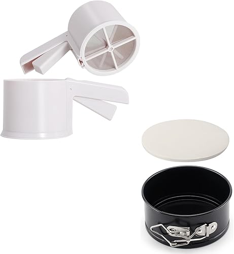 Tellshun Tamiz de harina para 1.5 tazas de azúcar en polvo para hornear molde desmontable de 4 pulgadas, molde para hornear, redondo, a prueba de