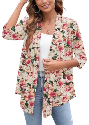 Image of Heymoments Women's Lightweight Open Front Cardigans 3 /4 Sleeve Casual Soft Drape Fall Cardigan S-2XL
