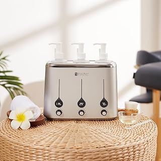 Bottle Massage Oil Warmer Lotion Warmer Dispenser Heated for Body Cream Heating Device for Massage Therapy & Personal Use- Quick Oil & Lotion Warmer Heats up (3 Bottle Warmer)
