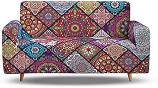 1/2/3/4 Seater Stretch Sofa Couch Covers, Printed Fitted Elastic Couch Slipcovers,Washable Patterned Seat Furniture Protector for Home and Living Room Decorating (C, 2-seater(145*185cm))