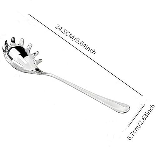 Miniatura 4 de Servidor de espagueti, tenedor, fideos, cuchara, drenajes, juego de 9.8 pulgadas, acero inoxidable, cómodo diseño de agarre, servidor de espagueti