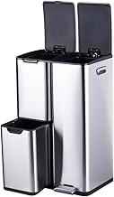 Bayt Trash Can 3 Compartments, Separated Bodini from Indoor, Pedal Trash Bin, Silver