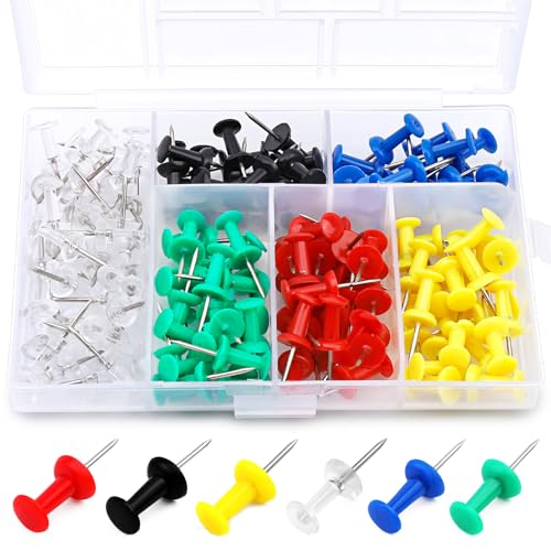 125 Stück Reißzwecken, Pinnwand mit Box, Reißzwecken für die Wand, Korktafel, Karte, Kunststoff-Kopfnadel für Heimbüro-Bastelprojekte