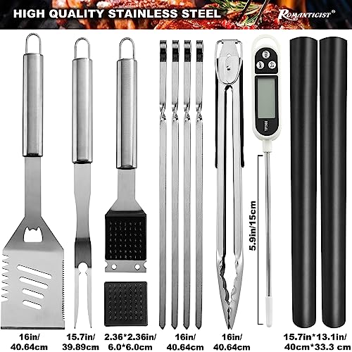 ROMANTICIST-35PCS-Barbecue-Tool-Set-with-Storage-Bag-Portable-Grill-Tool-Kit-Professional-BBQ-Set-for-Outdoor-Cooking-and-Camping-Grill-Accessories-Sets-Camping-Backyard-Silver