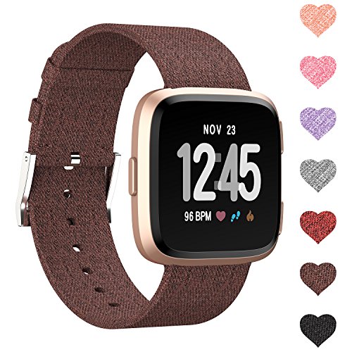 Sunnywoo Compatible Fitbit Versa/Versa Lite Edition Bands, Woven Fabric Breathable Watch Strap Quick Release Replacement Wristband Accessories Compatible Fitbit Versa Smart Watch Women Man