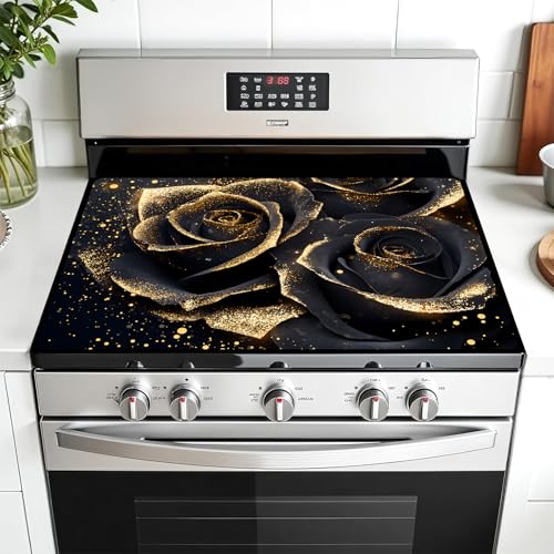 AOHMPT Multi-Design Stove Top Cover for Glass/Electric Stoves - 3-in-1 Heat-Resistant Protector Mat, Non-Slip Drying Rack 28"x20"