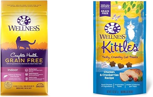 Miniatura 2 de Wellness Complete Health - Alimento seco para gatos sin granos para interiores, peso saludable, paquete de bolsa de 5.5 libras, golosinas naturales