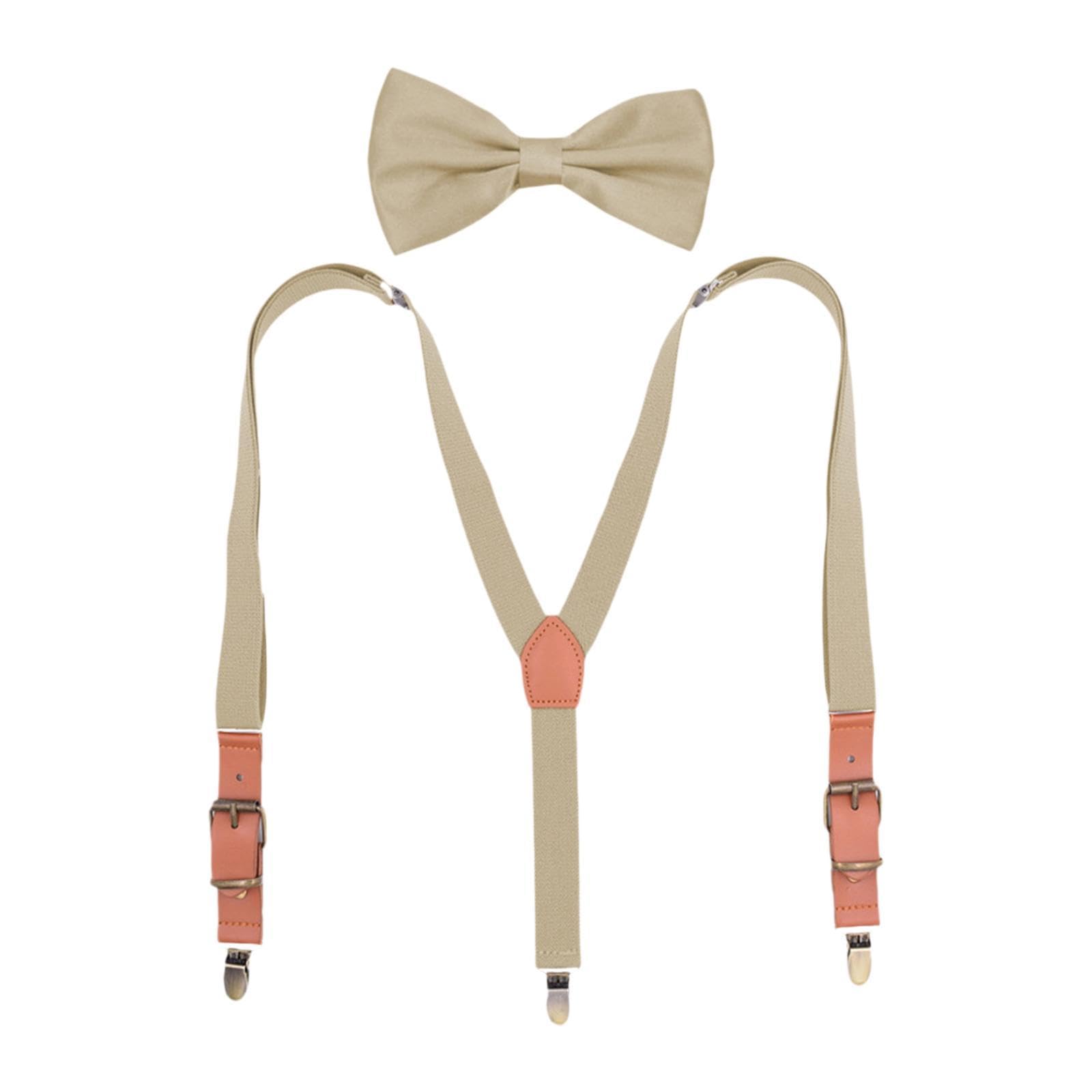 Deevoka Kids Suspenders Trouser Pants Braces for Party Wedding Groomsmen Formal Costume, Khaki, 2.5cm