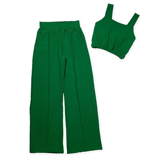 conjunto duna premium juvenil para meninas cropped alça e calça pantalona