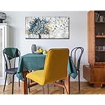 Kepgonegu Large Canvas Wall Art Blue Tree Golden Butterflies Picture Abstract Grey Graffiti Canvas Prints Ready to Hang for Living Room Bedroom Size 20x40 - Image 4