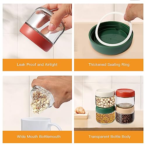 4 Pack 10oz Glass Jar with Lid,Leak Proof Glass Jars for Overnight Oats,Reusable Small Mason jars Overnight Oats Jars for Fruit, Salad, Dressing, Snacks Cereal,Sauce,Cerea,Sugar,Beans - Image 6