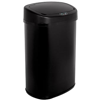 HCY Kitchen Trash Can 13 Gallon Automatic Metal Garbage Can Stainless Steel Waste Bin with Lid Smart for Kitchen,Office,Living Room,BathroomBlack