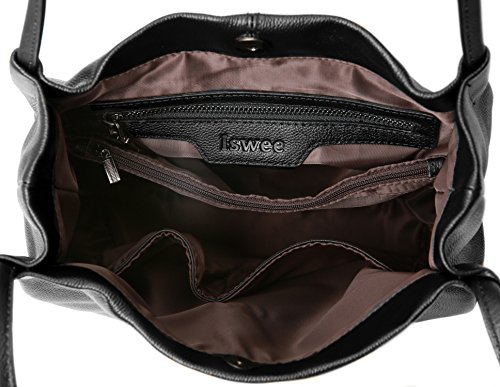 Iswee Genuine Leather Bucket Bags Hobo Shoulder Bags Purse And Handbags For Women (Black) #TOP5