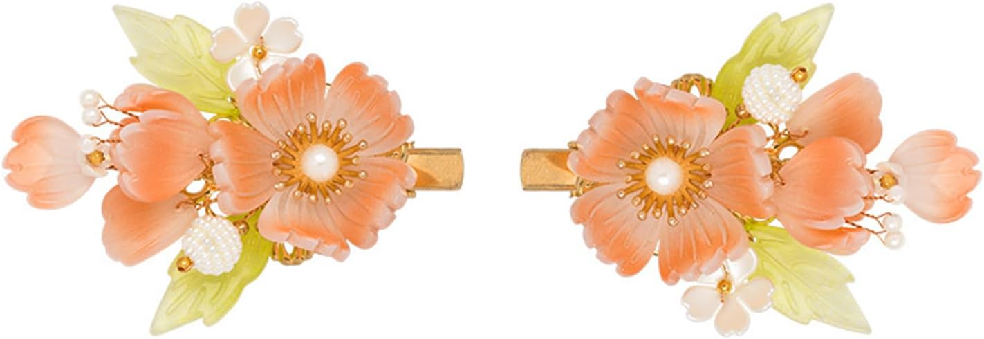 Flower Hair Clips, A Pair of Pink Peony Decorative Hair Clips Pearl Hair Barrettes, Wedding Hair Pins Hair Accessories for Women Girls Bride Bridesmaid