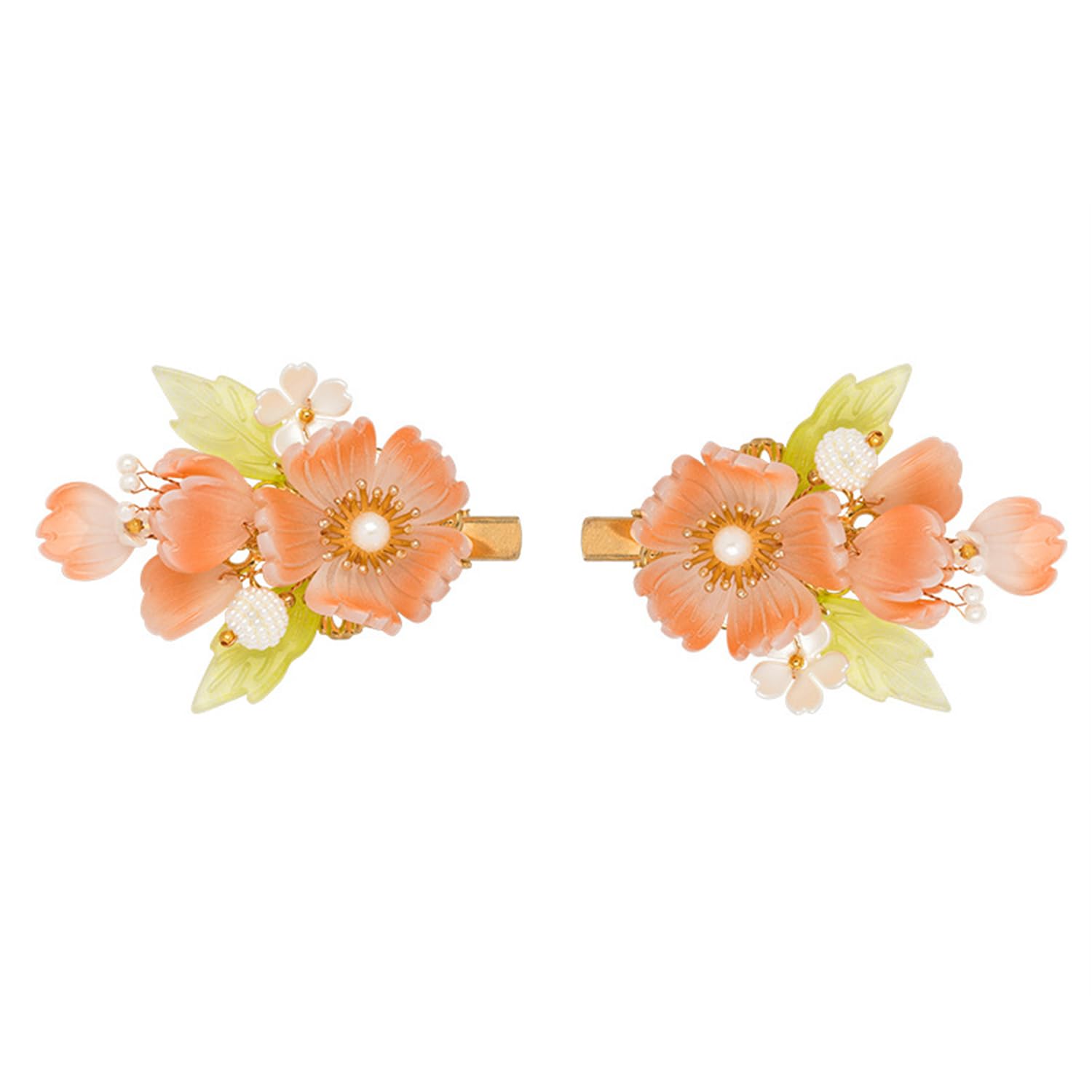 Flower Hair Clips, A Pair of Pink Peony Decorative Hair Clips Pearl Hair Barrettes, Wedding Hair Pins Hair Accessories for Women Girls Bride Bridesmaid