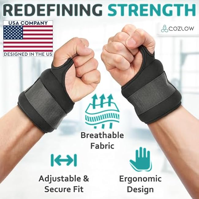 Cozlow - Wrist Weights with Thumb Loops - 1 Pair, 2 lbs Each - Weighted Wristbands for Men & Women - Wearable Gloves for Running, Walking, Exercise & Strength Training - Workout Wrist Wraps