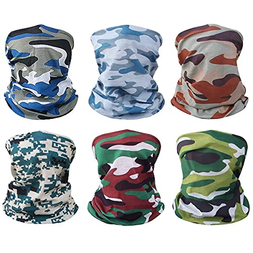 Aadikart Polyester Bandana Bikers Motorcycle Riding Neck Face Mask Protection Tube Head (Camoflogue, Pack of 6)