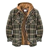 STOREYH Winterjacke Herren Warme Flanell Gefüttert Klassisch Kariert Mantel Dickeshemd Kapuzenjacke Thermohemd Holzfällerhemd Große Größe Zipper Jacke Herbst Winter Sportjacke Bomberjacke