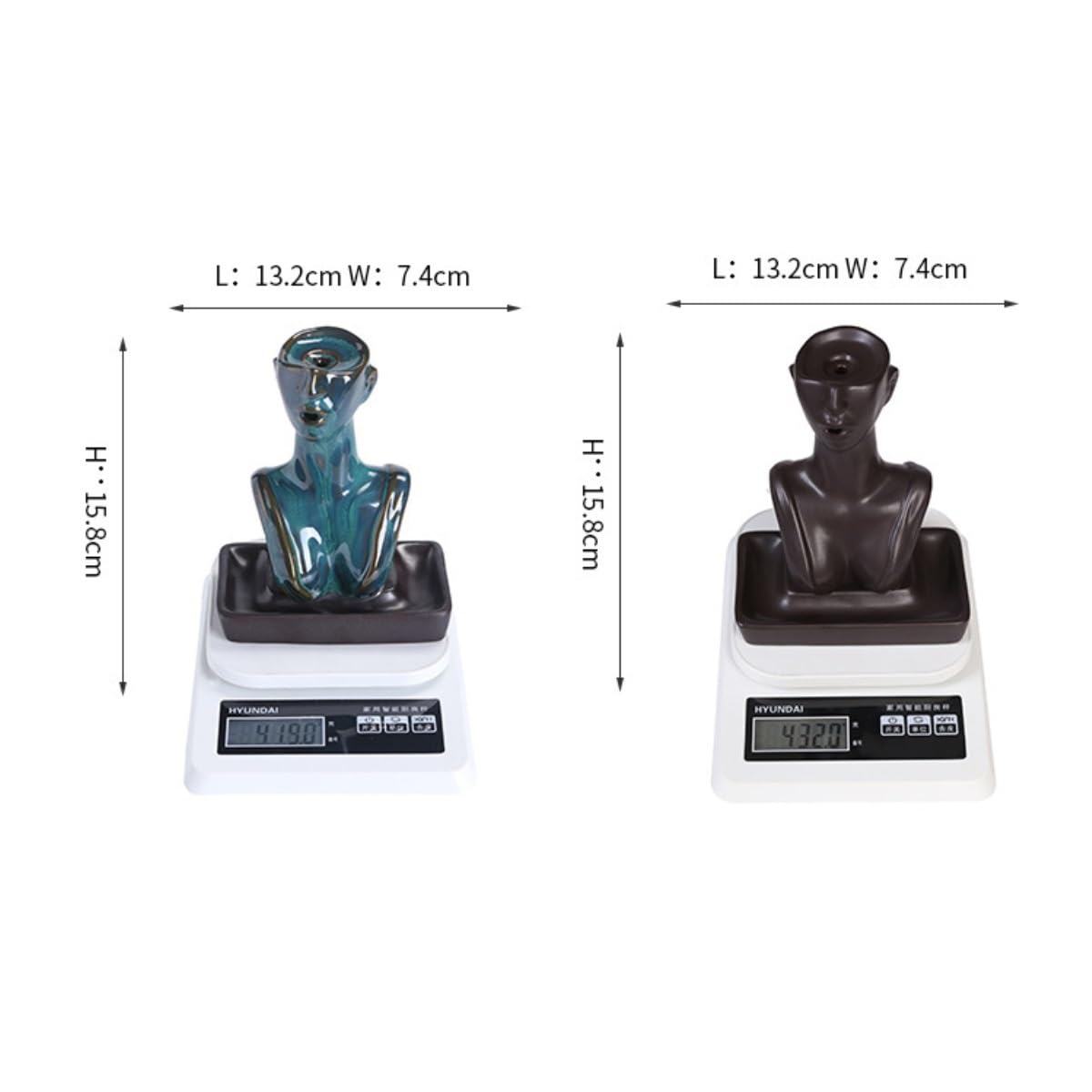Kadzielnica do Dekoracji Salonu Ceramiczna Statua Kadzidło Z Przepływem Zwrotnym Palnika Kreatywna Dekoracja Domu Z Cofaniem Drzewa Sandałowego Wystrój świątyni Domu(Blue)