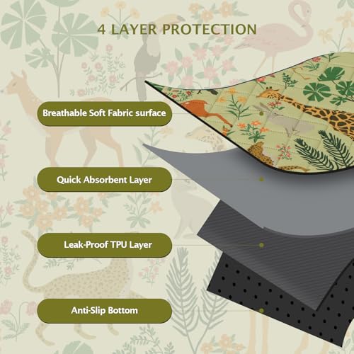 Image of IEUUMLER Washable Pee Pads for Dogs, 1 Pack Forest Pattern Reusable Waterproof Puppy Pads, Non-Slip Super Absorbent Dog Training Pad for Playpen Crate Bed EU013 Green Jungle, 48x48