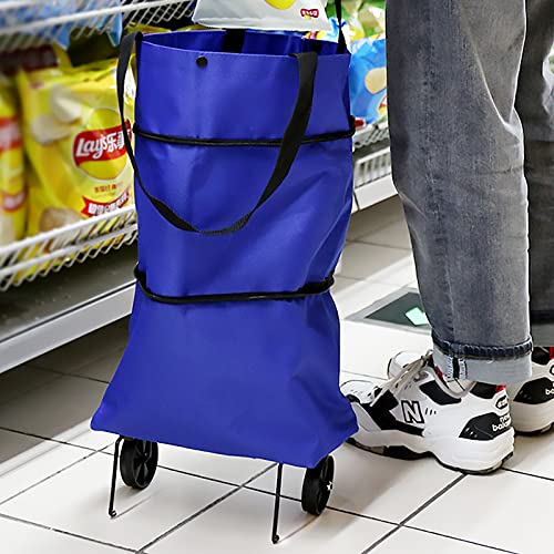 YAXIDAEVER Faltbare Trolley-Taschen,Einkaufstrolley Einkaufstasche mit Rollen,2 In 1 Faltbare Einkaufswagen für Zuhause… – Bild 7