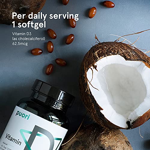 Puori Vitamin D3 With Virgin Coconut Oil - 240 X 2500 Iu - For Muscle Function, Bone Health, Immune Support And Calcium Uptake- Non-Gmo And Gluten Free - For Adults #TOP5