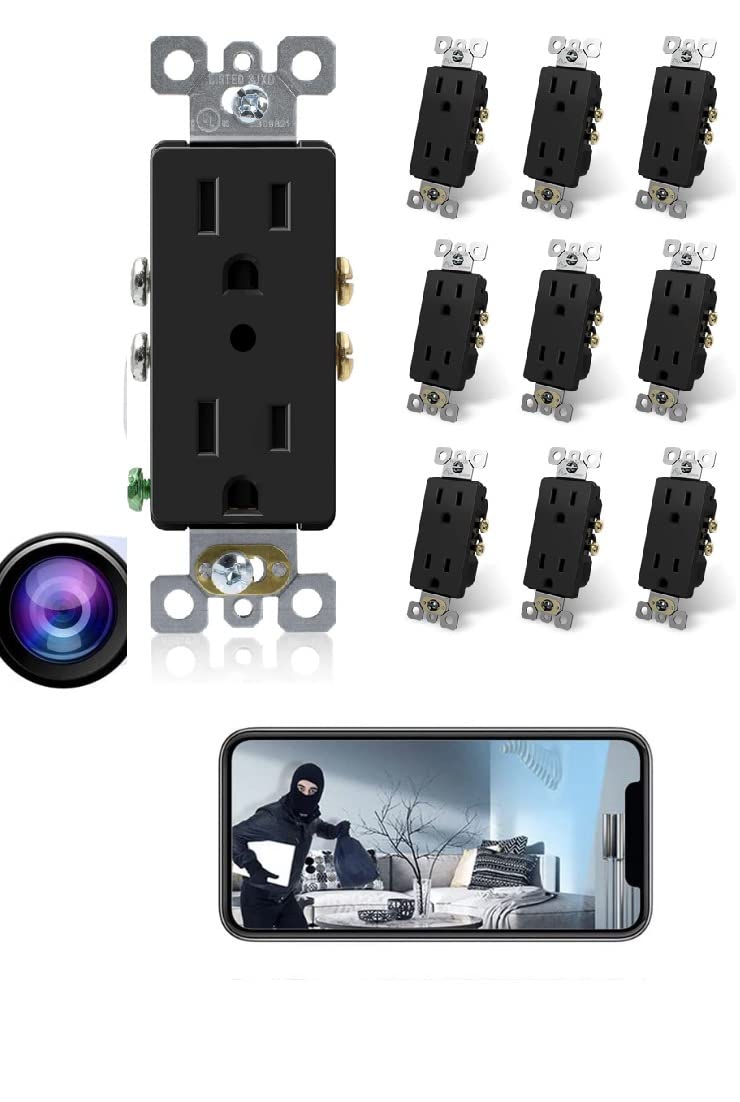 4K WiFi Wall AC Outlet Hidden Spy Camera with Motion Detection Android and iOS APP Black