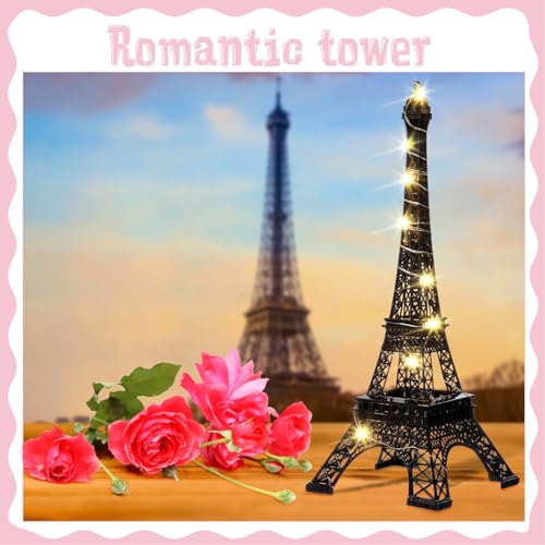 Therwen 4 Pcs Eiffel Tower Statue Decor Metal Paris France Eiffel Tower Model Figurine Paris Craft Art Statue Model Desk Room Decoration Gift for Party Table(10 Inch,Black) by Therwen - Used condition - Image 5