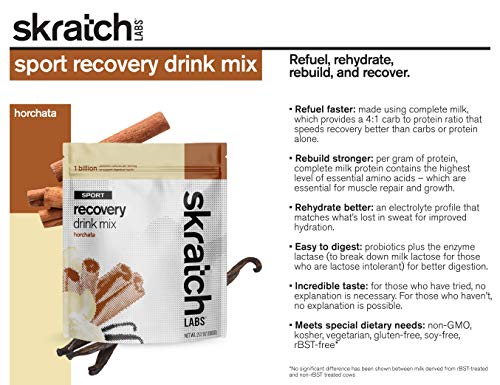Skratch Labs Post Workout Recovery Drink Mix With Horchata, (21.2 Oz, 12 Servings) With Complete Milk Protein Of Casein And Whey And Probiotics, Gluten Free, Kosher, Vegetarian #TOP2