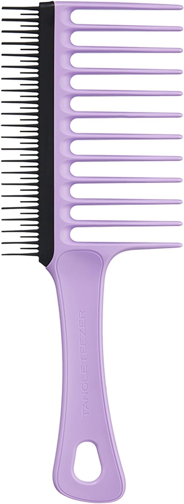 Tangle Teezer Wide Tooth Comb - Ideal for 3C-4C Curly Coily Hair - Long Teeth Detangle & Reduce Breakage - Short Two-Tiered Flexible Teeth Remove Shed Hair-Perfect for Brushing out Curls Lilac & Black