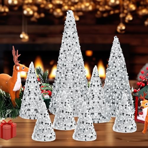 Liliful 8 Pieces Christmas Velvet Trees Set Modern Christmas Decor