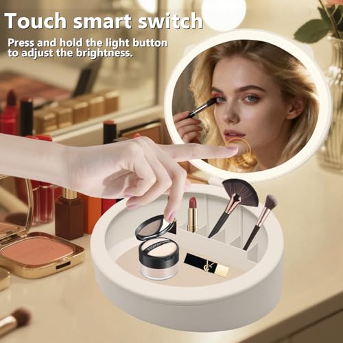 Espejo Ovalado con Luz LED y Almacenamiento USB Recargable miniatura 2