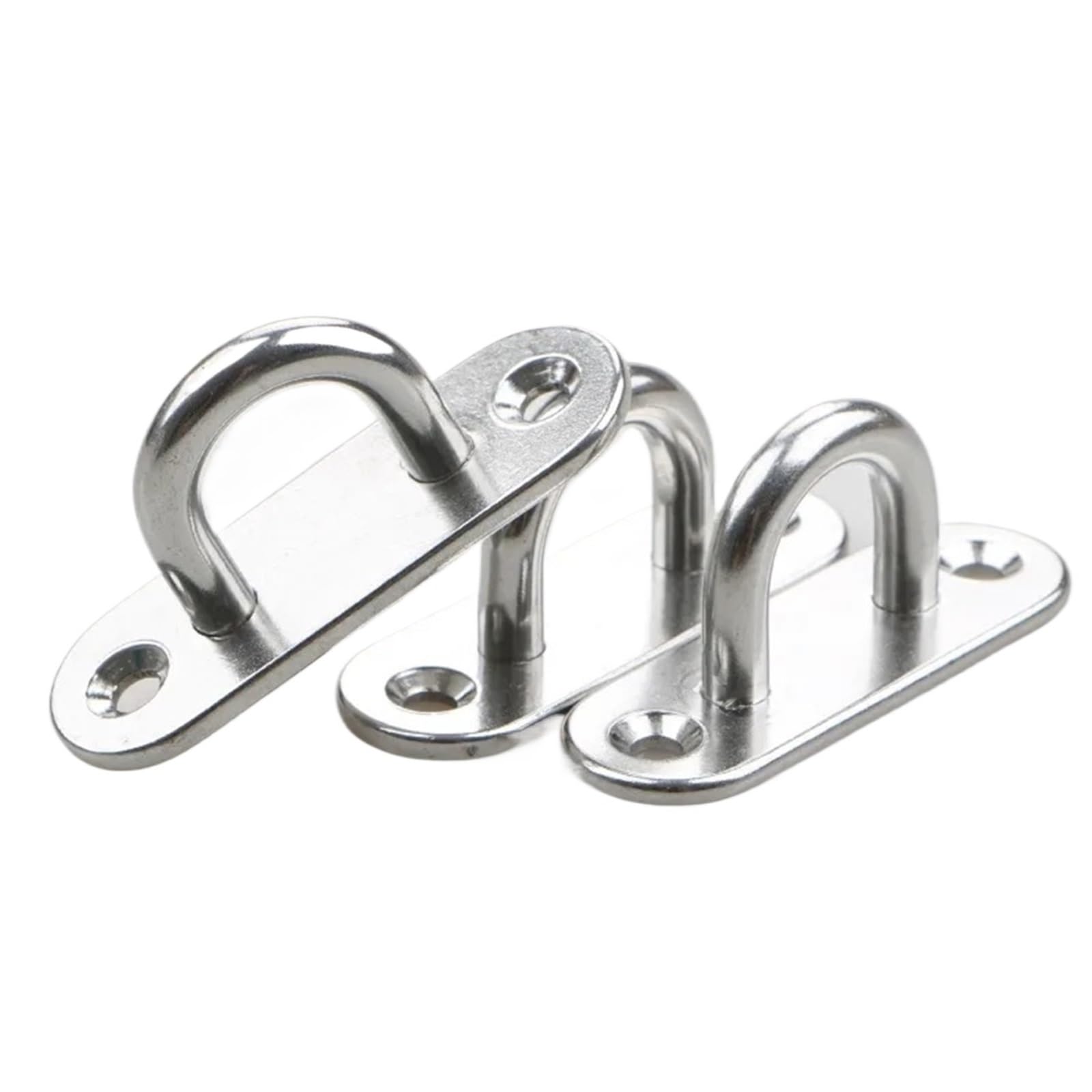 LTYKNGH Eye Plate Stainless Steel Pad Eye Plate Wall Anchor Ceiling Hooks Marine Hammock Rigging Staple Hook Loop Eyelet(4Set M6)