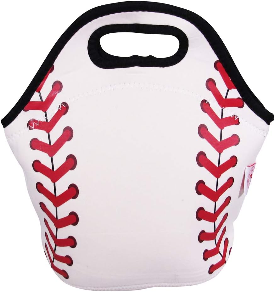 The Coral Palms Soft Insulated Neoprene Lunch Tote - Baseball Collection Reusable Designer Lunchbox Container Organizer For Men, Women, Adults, Kids, Girls, Boys